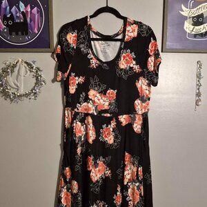 Black Floral Knit Dress